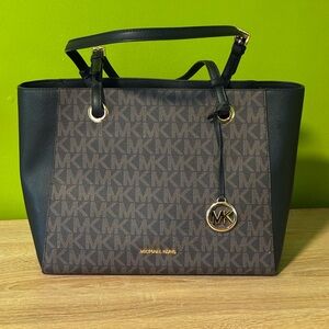 Michael Kors Black and Brown Signature Tote